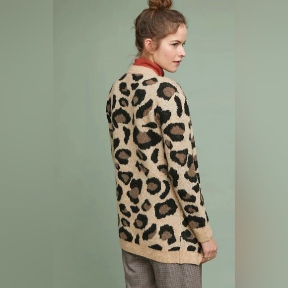 Anthropologie Moth Leopard Print Cardigan Sweater - Picture 2 of 10